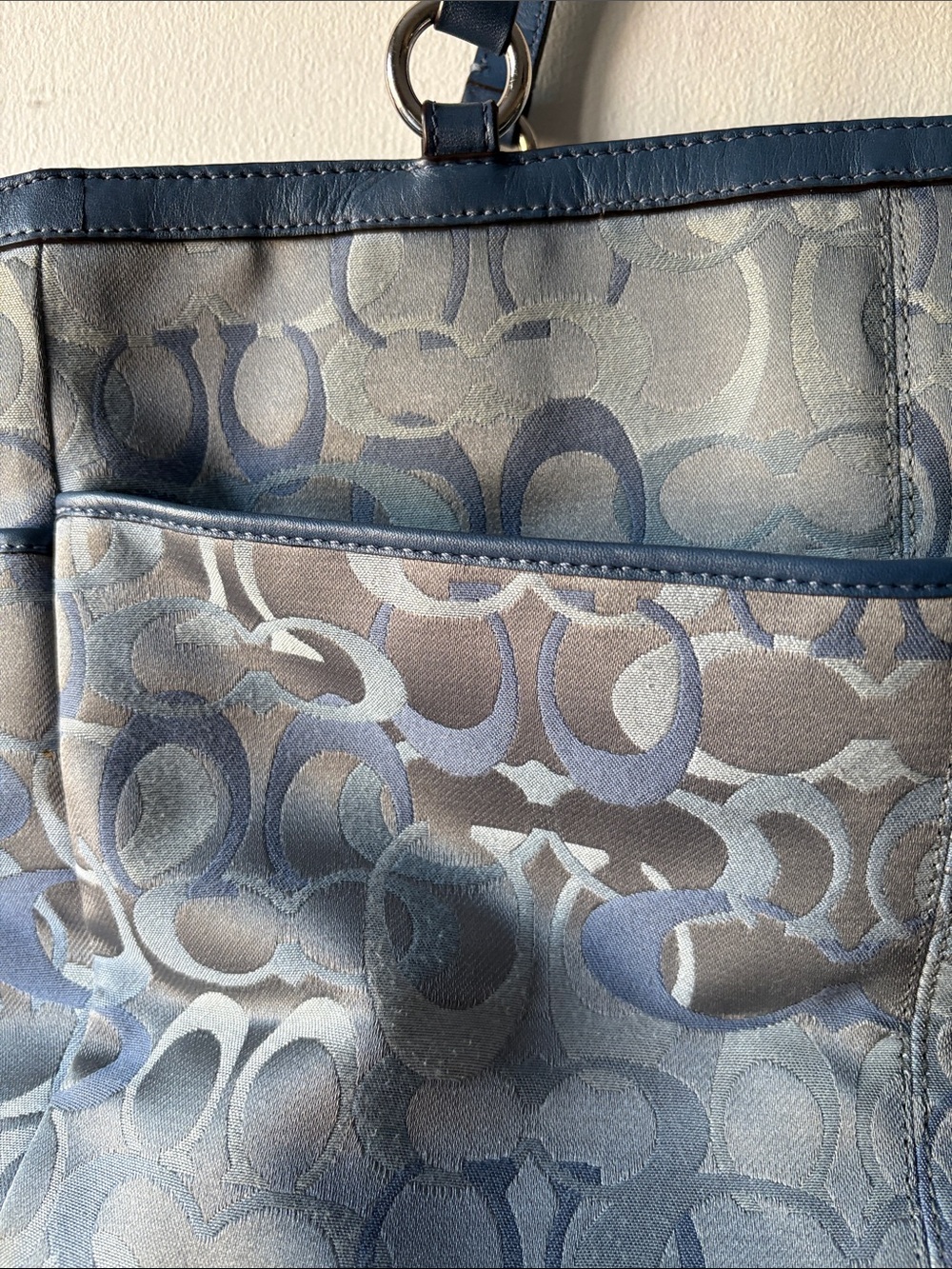 Authentic Coach Signature Canvas Tote in Navy and Gray - Picture 8 of 11